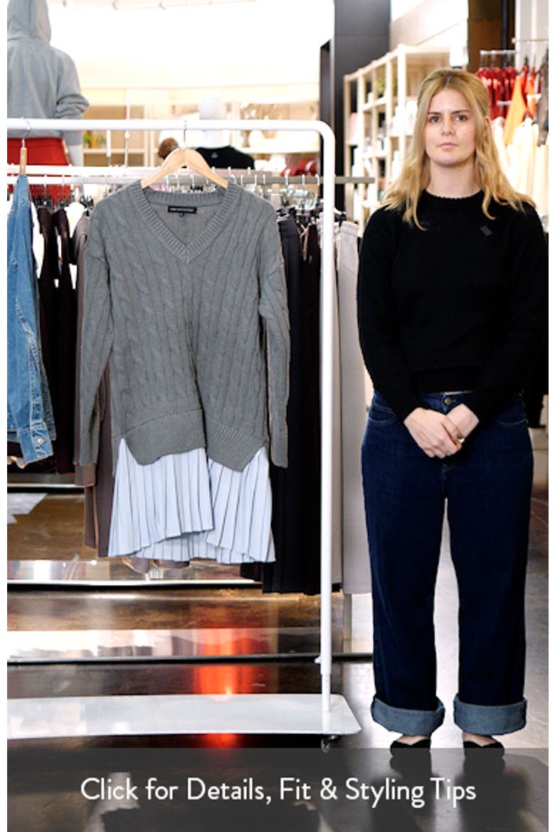 Long Sleeve Pleated Mixed Media Sweater Dress video