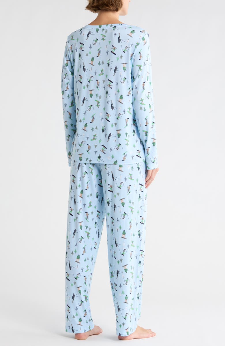 Pillow Talk Matching Family Print Long Pajamas, Alternate, color, Blue Ski Days