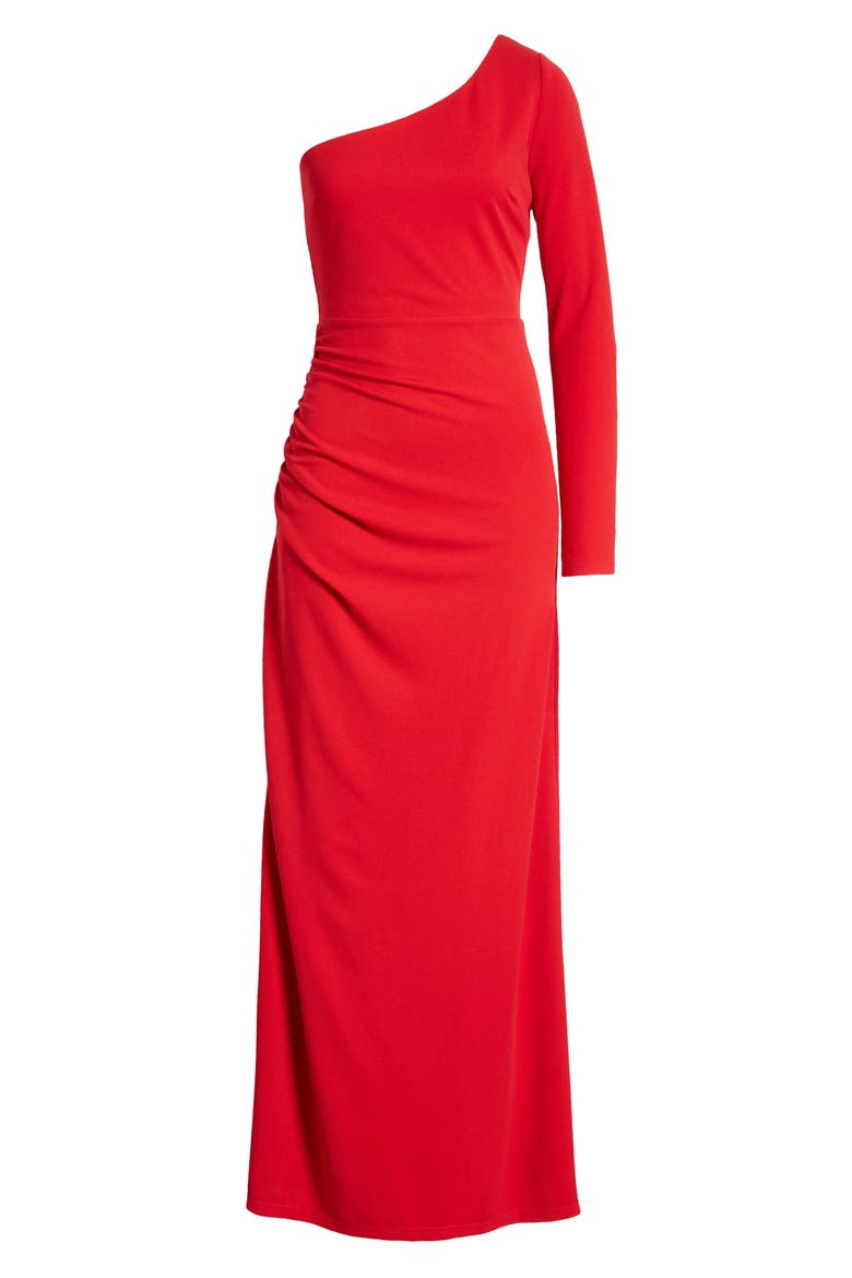 One to Cherish One-Shoulder A-Line Gown, Alternate, color, RED