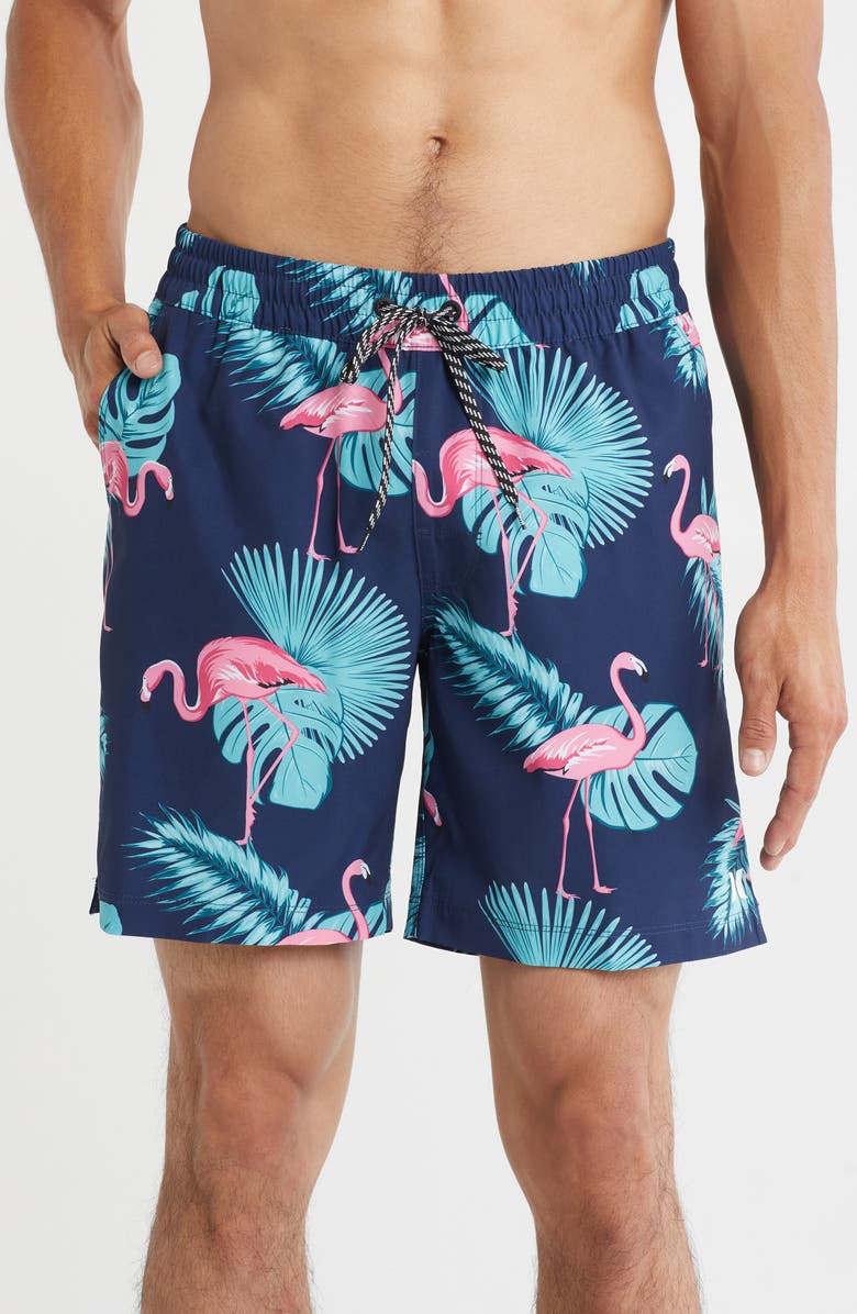 Hurley Flamingo Volley Swim Trunks, Main, color, Obsidian