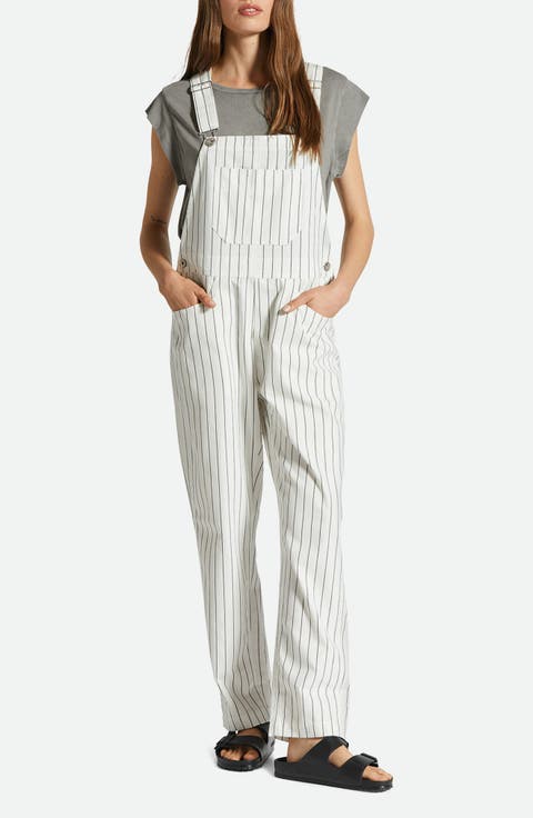 Costa Stripe Cotton Blend Overalls