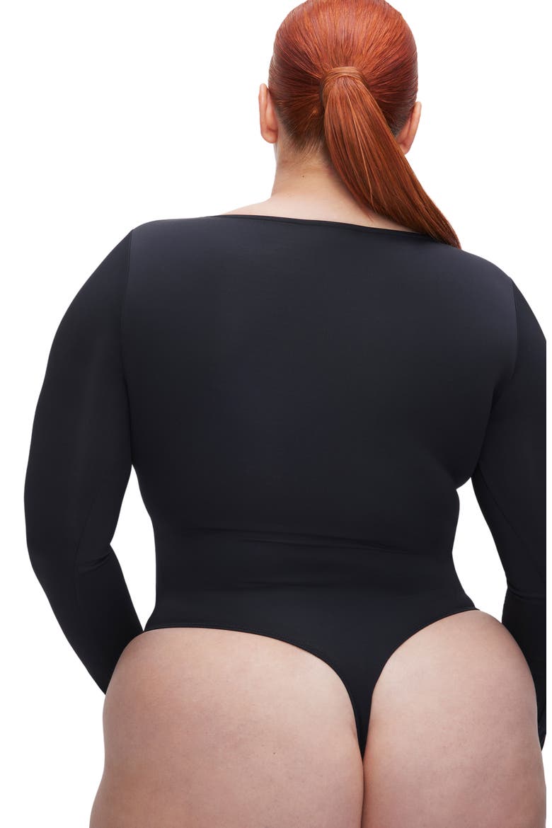 Sculpting Scoop Neck Bodysuit, Alternate, color, BLACK001