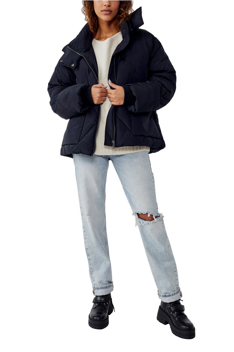 Emmy Swing Puffer Jacket, Alternate, color, BLACK