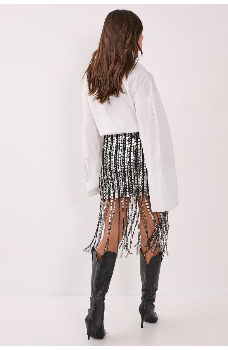 NASTY GAL Beaded Tassel Mini Skirt, Alternate, color, Black