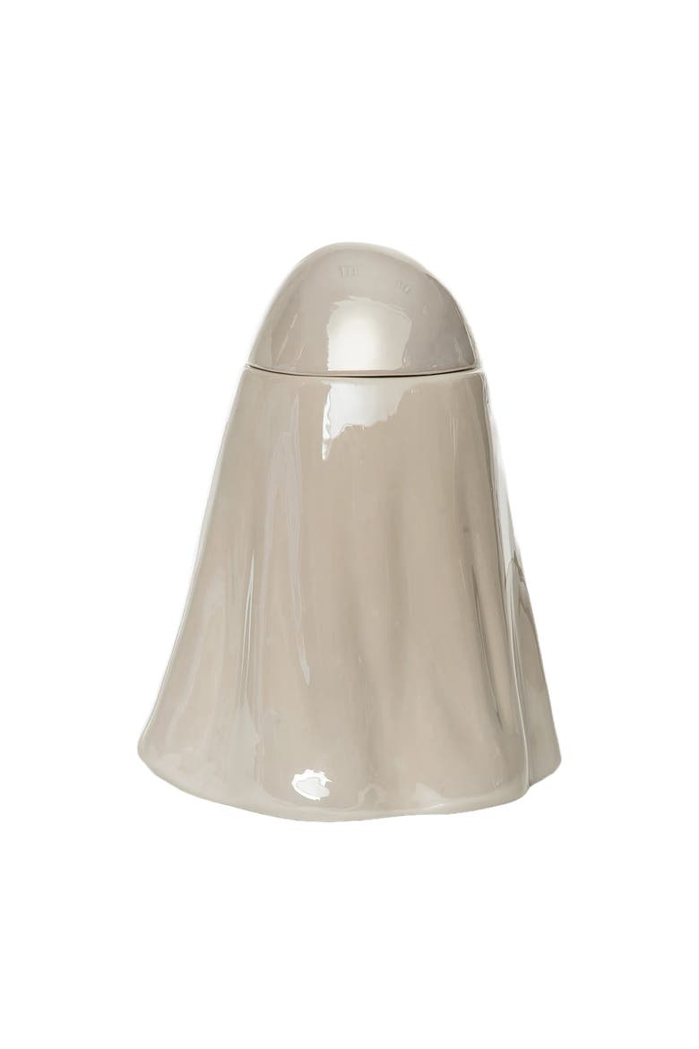 Iridescent Ghost Cookie Jar White Dolomite Halloween Decor, Alternate, color, Beige