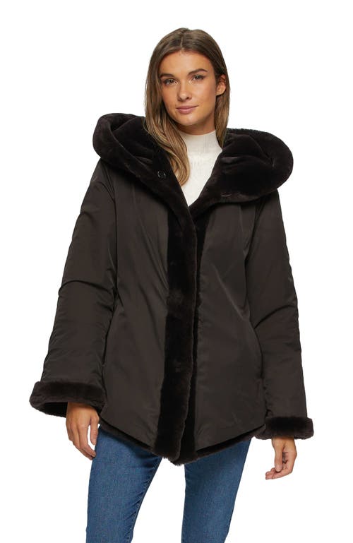 Gorski Shearling Lamb Jacket Reversible To Taffeta In Black