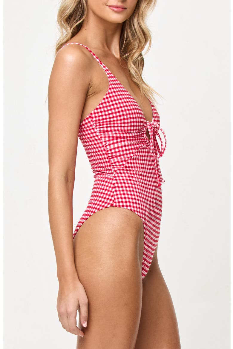 Piper Gingham Seersucker One-Piece Swimsuit, Alternate, color, LIPSTICK RED