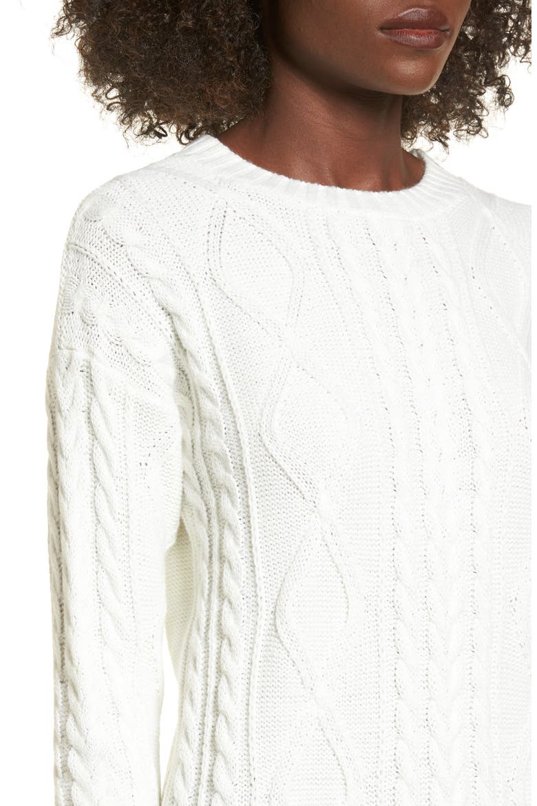 Cable Knit Sweater Dress, Alternate, color, IVORY