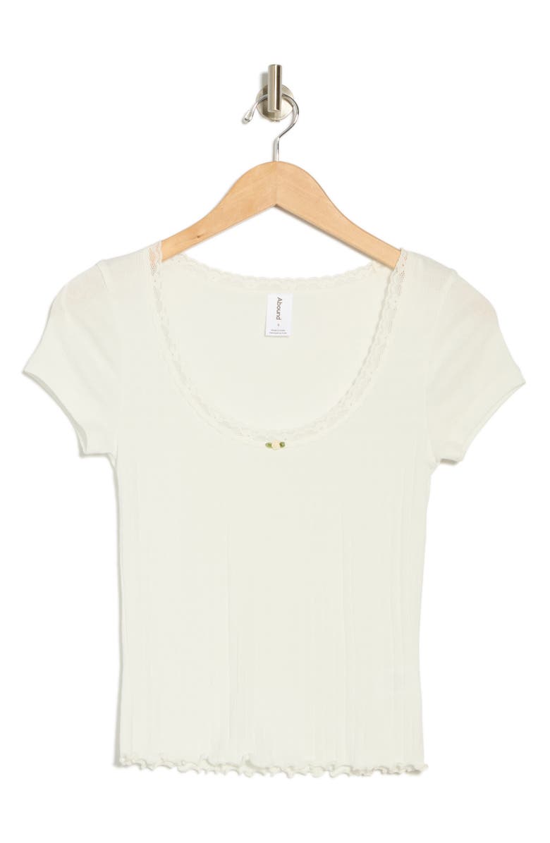 Abound Sweet Pointelle Scoop Neck Top, Alternate, color, White Blanc