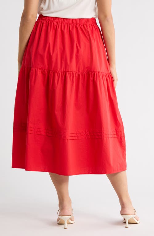 Sugarlips Floral Tiered Cotton Maxi Skirt In Red