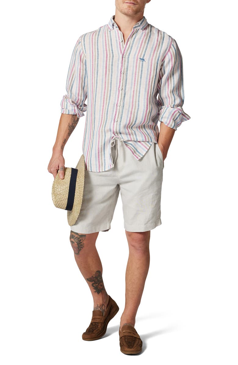 Rodd & Gunn Gimmerburn Stripe Linen Button-Up Shirt, Alternate, color, 
