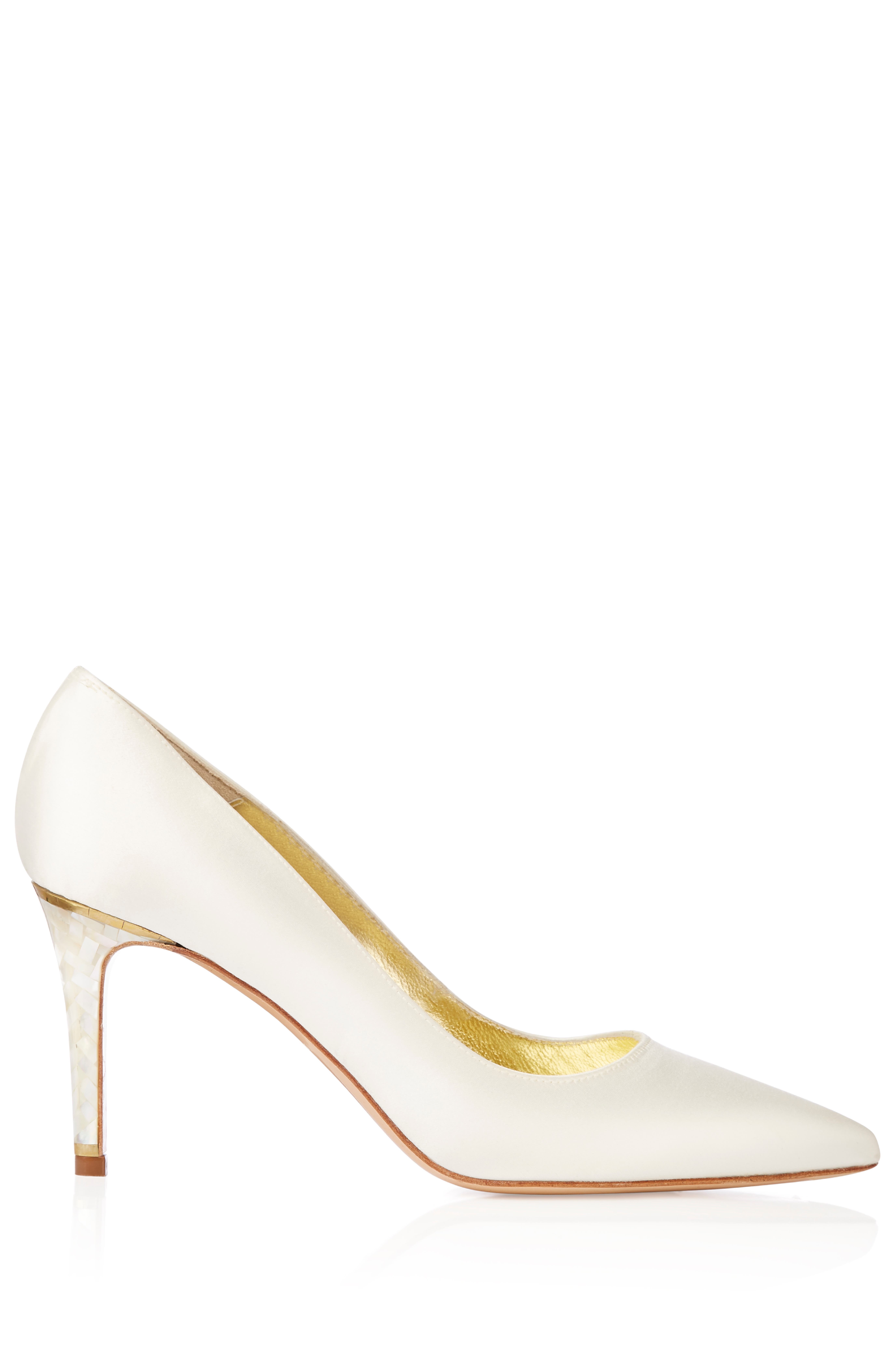Chelsea Pointed Toe Pearl Heel Pump, Main, color, Ivory