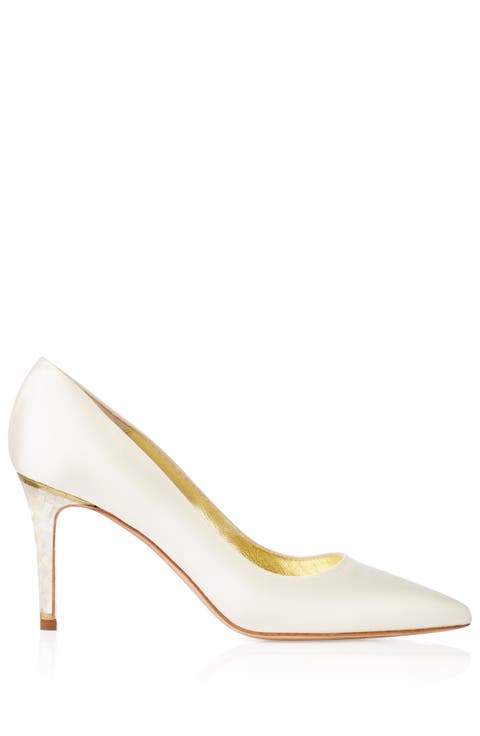 Chelsea Pointed Toe Pearl Heel Pump