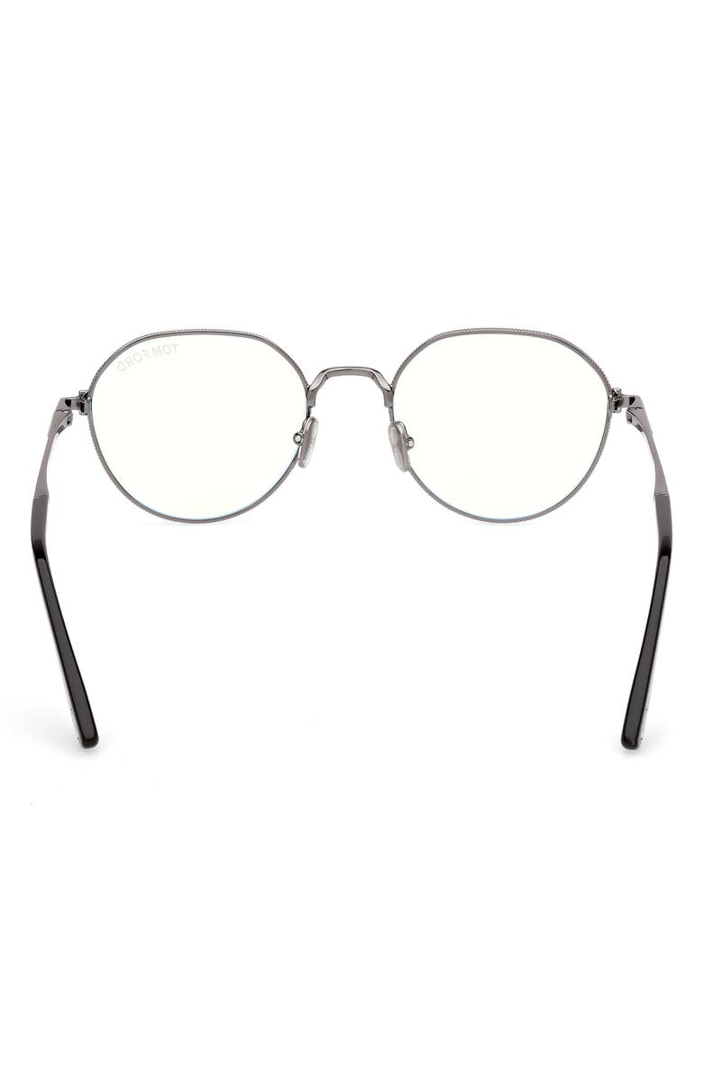 TOM FORD 51mm Round Optical Glasses, Alternate, color, Dark Gunmetal / Palladium
