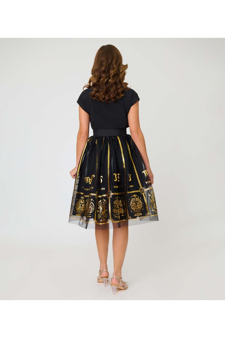 Brilliance Swing Skirt, Alternate, color, Black Zodiac Sign Print