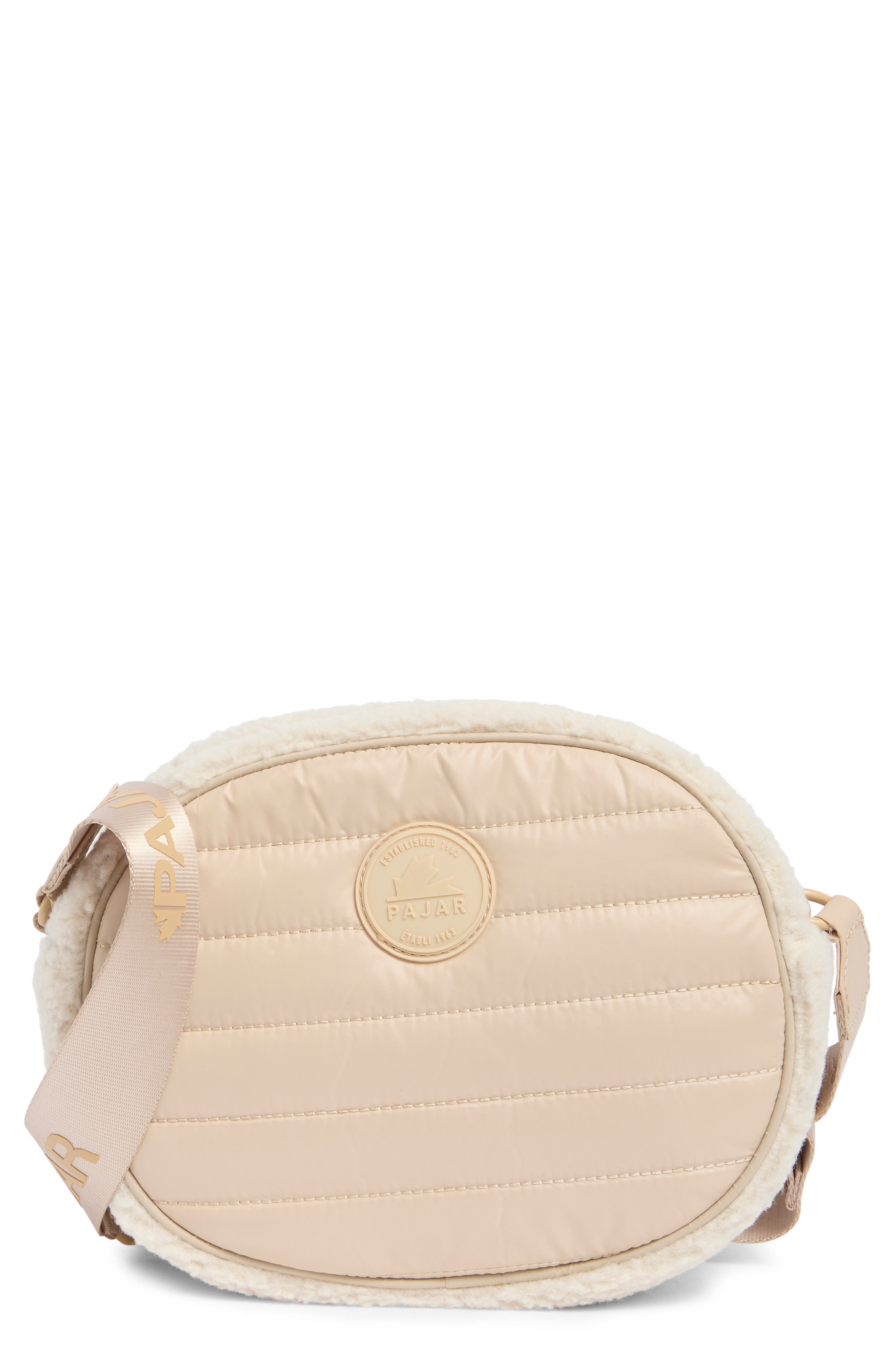 Pajar Circle Faux Shearling Crossbody Bag, Main, color, 