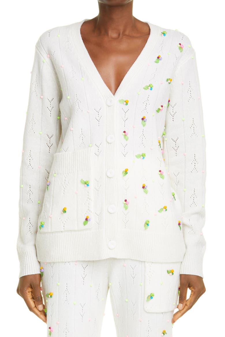 Rosie Grandpa Oversize Wool Cardigan, Main, color, ICE WHITE