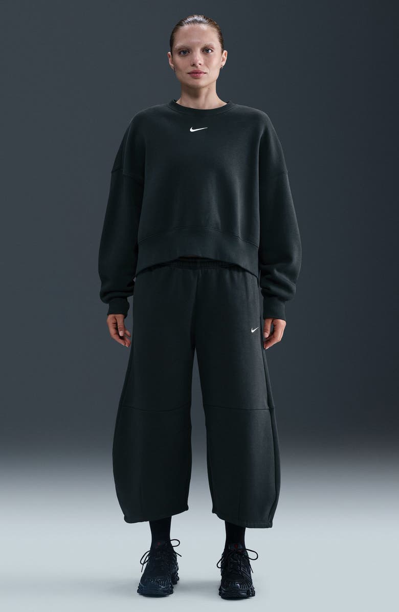 Nike Phoenix Fleece Loose Crop Barrel Pants, Alternate, color, Seaweed/ Sail
