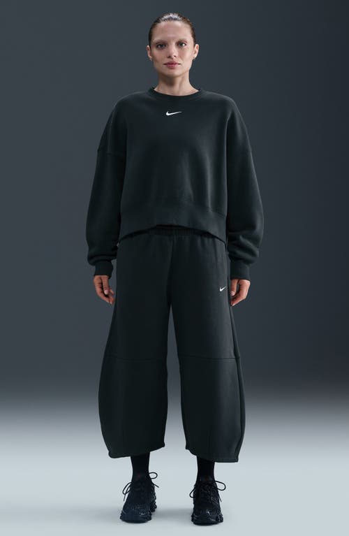 Nike Phoenix Fleece Loose Crop Barrel Pants In Black
