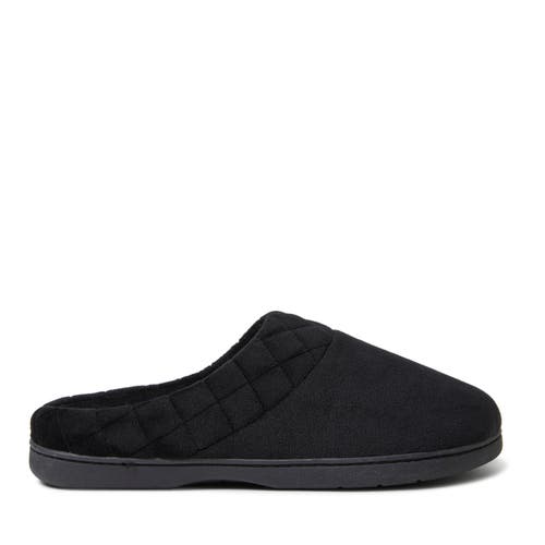 Dearfoams Darcy Quilted Cuff Velour Clog Slipper In Black