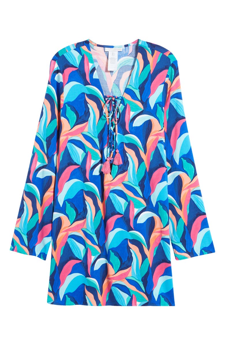 La Blanca Painted Lace-Up Cover-Up Tunic, Alternate, color, 