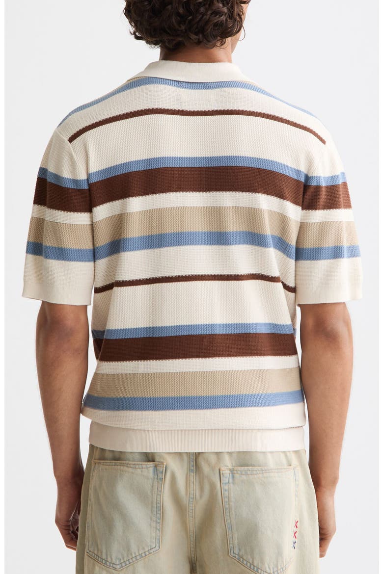 Stripe Textured Cotton Knit Polo, Alternate, color, PLAZA TAUPE STRIPE
