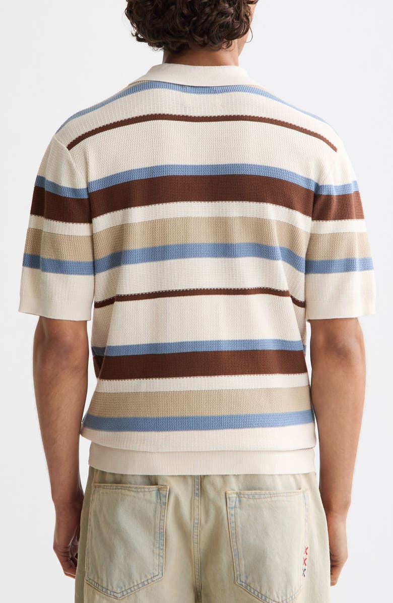 Scotch & Soda Stripe Textured Cotton Knit Polo, Alternate, color, Plaza Taupe Stripe