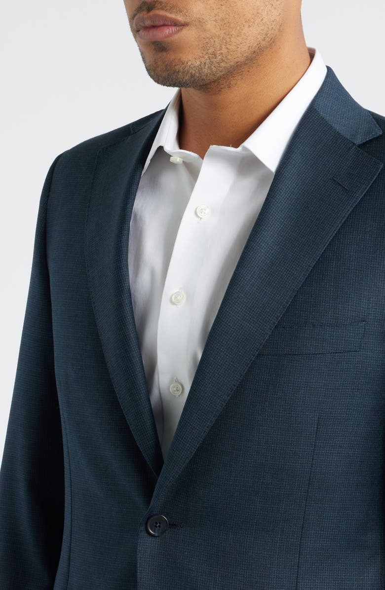 Heritage Gold Milano Contemporary Fit Dark Teal Microcheck Super 130s Wool Suit, Alternate, color, Teal