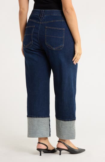 Cuffed Wide Leg Jeans