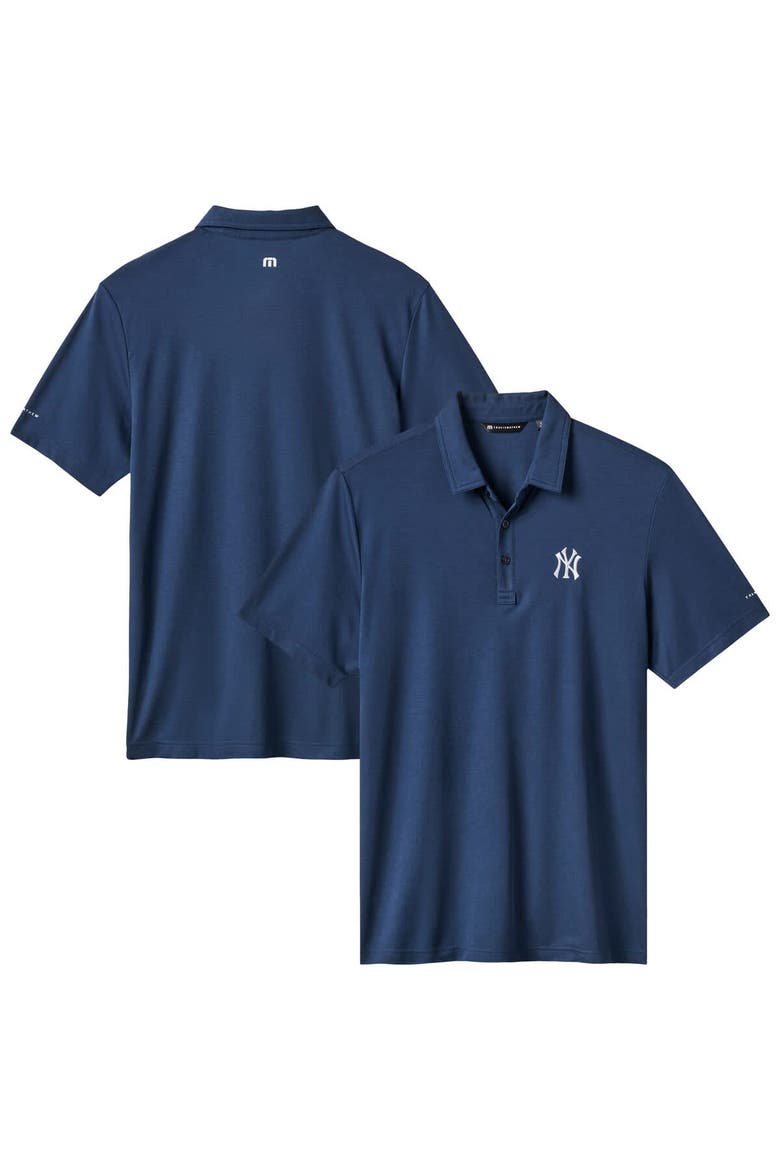 Men's TravisMathew Navy New York Yankees Playoff Pitch Tri-Blend Polo, Main, color, Navy