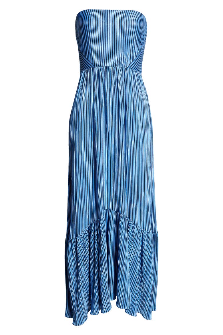 Deyvani Stripe Strapless Maxi Dress, Alternate, color, RIBBON BLUE PLEATED