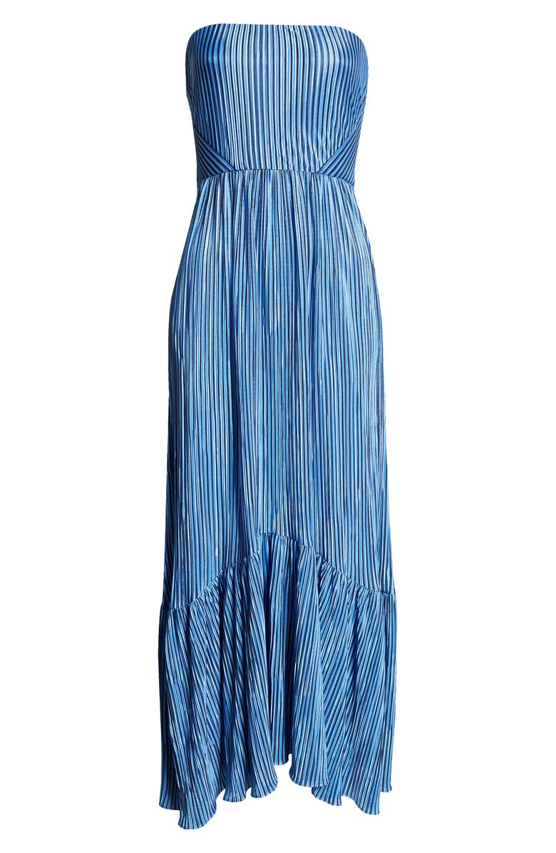 Ramy Brook Deyvani Stripe Strapless Maxi Dress, Alternate, color, Ribbon Blue Pleated