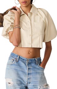 Steve Madden Reece Puff Sleeve Crop Shirt