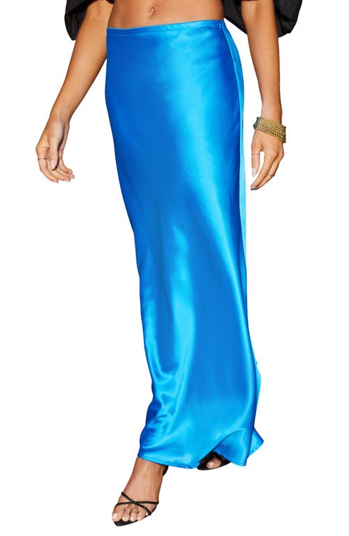 Vici Collection Summer Coastin Satin Maxi Skirt In Blue