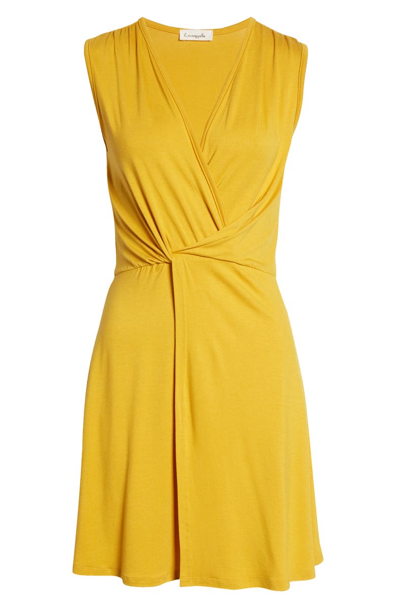 Loveappella Drape Twist Dress, Alternate, color, Sunflower