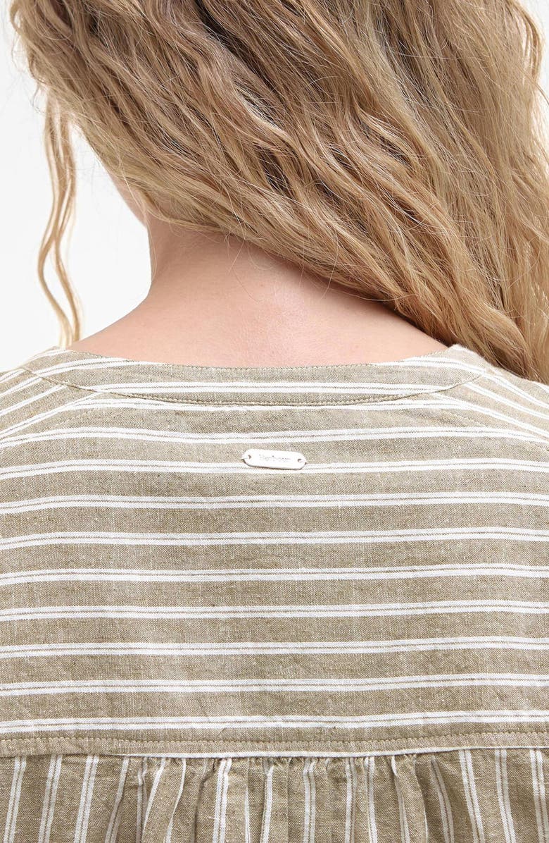 Barbour Bobby Cotton 
Linen Romper, Alternate, color, Dusky Green Stripe