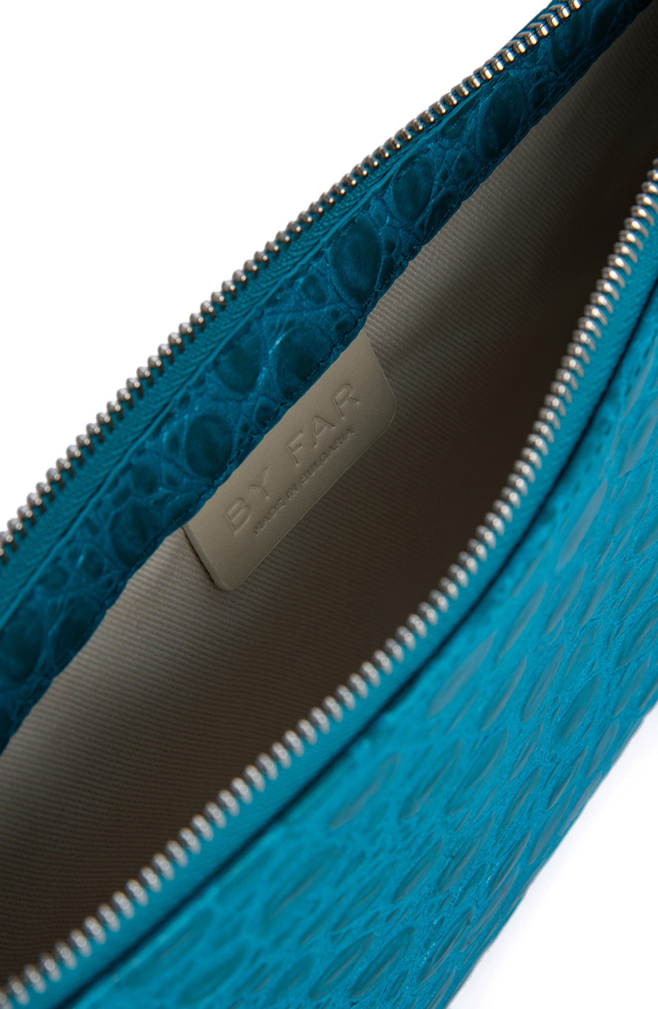 By Far Rachel Croc Embossed Leather Shoulder Bag, Alternate, color, 