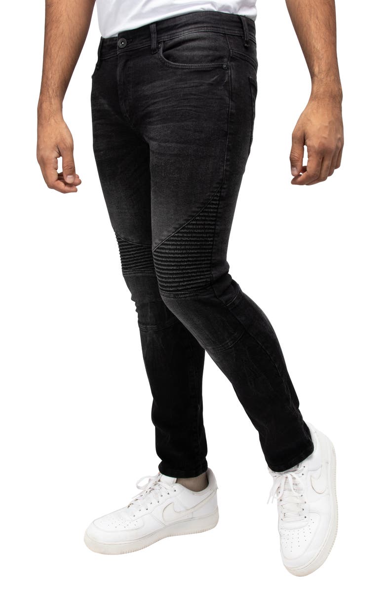 XRAY Raw X Distressed Moto Slim Jeans, Alternate, color, Black Wash