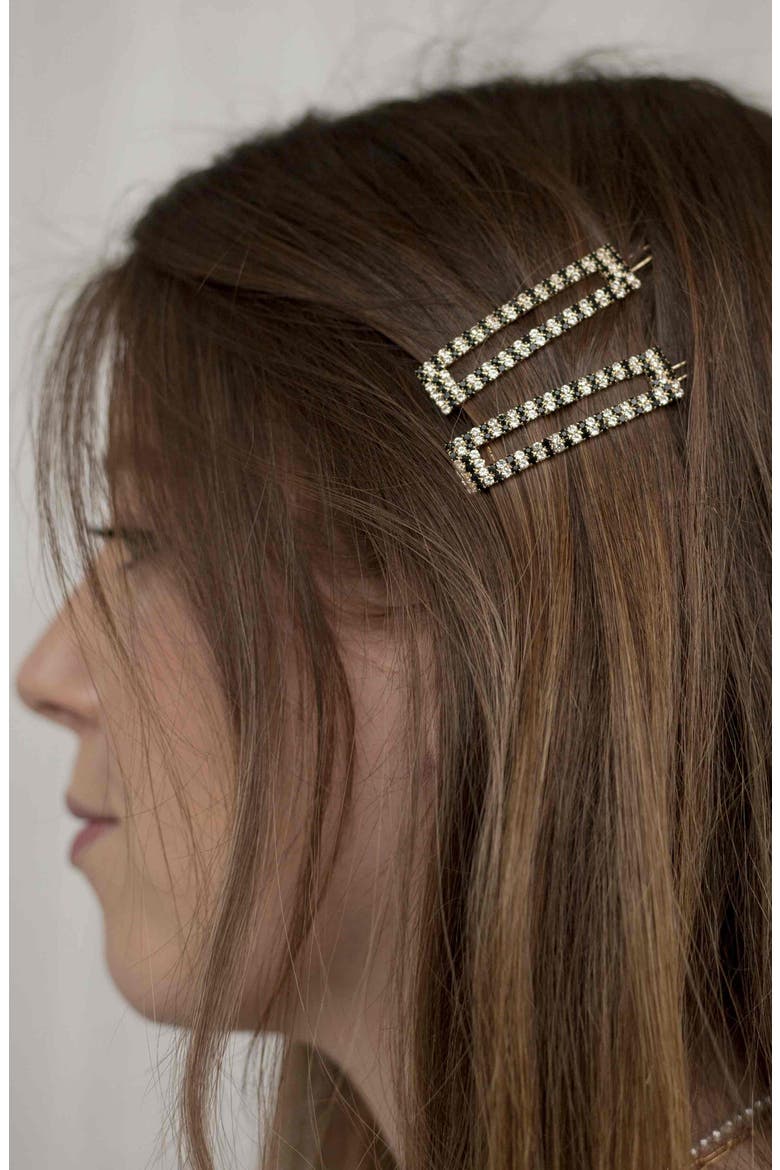 Cubic Zirconia 2-Pack Barrettes, Alternate, color, BLACK