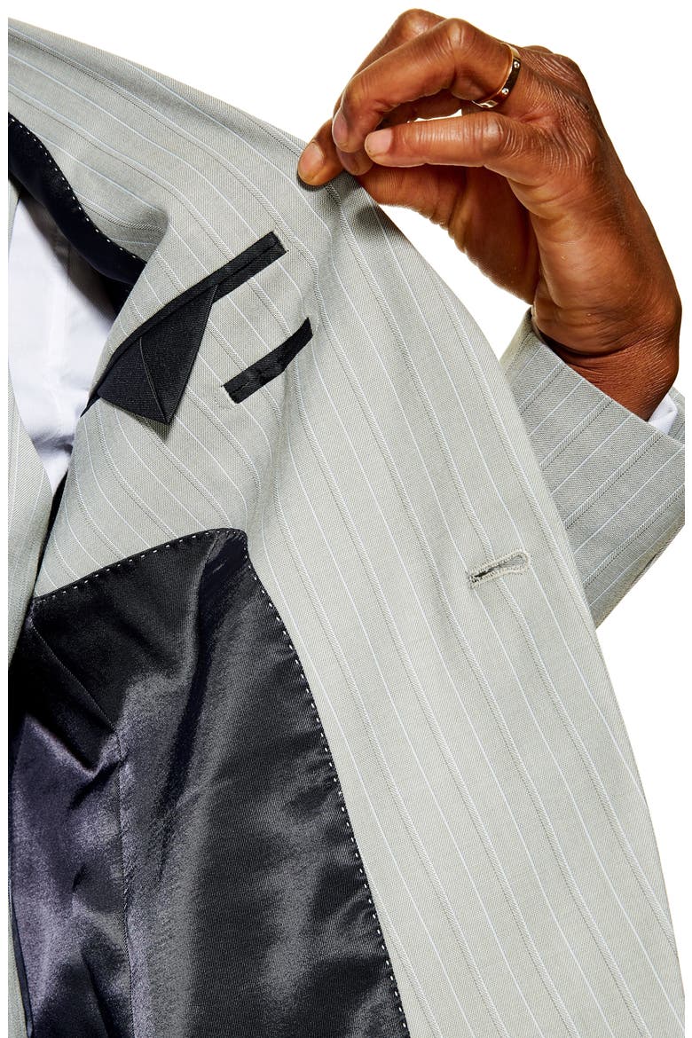 Super Skinny Fit Pinstripe Suit Jacket, Alternate, color, GREY