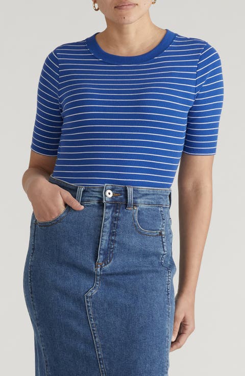 Classic Rib Short Sleeve Top (Regular & Plus)