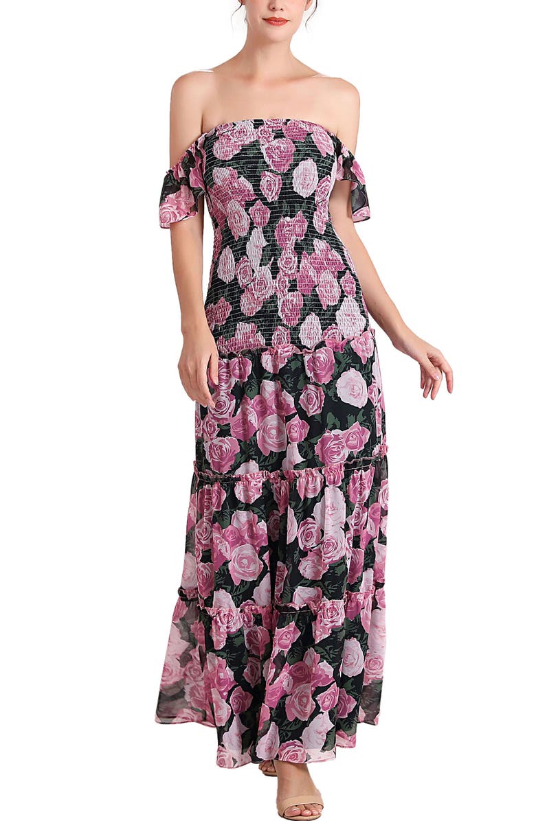 Kimi & Kai Acey Smocked Maternity Maxi Dress, Alternate, color, Multicolored