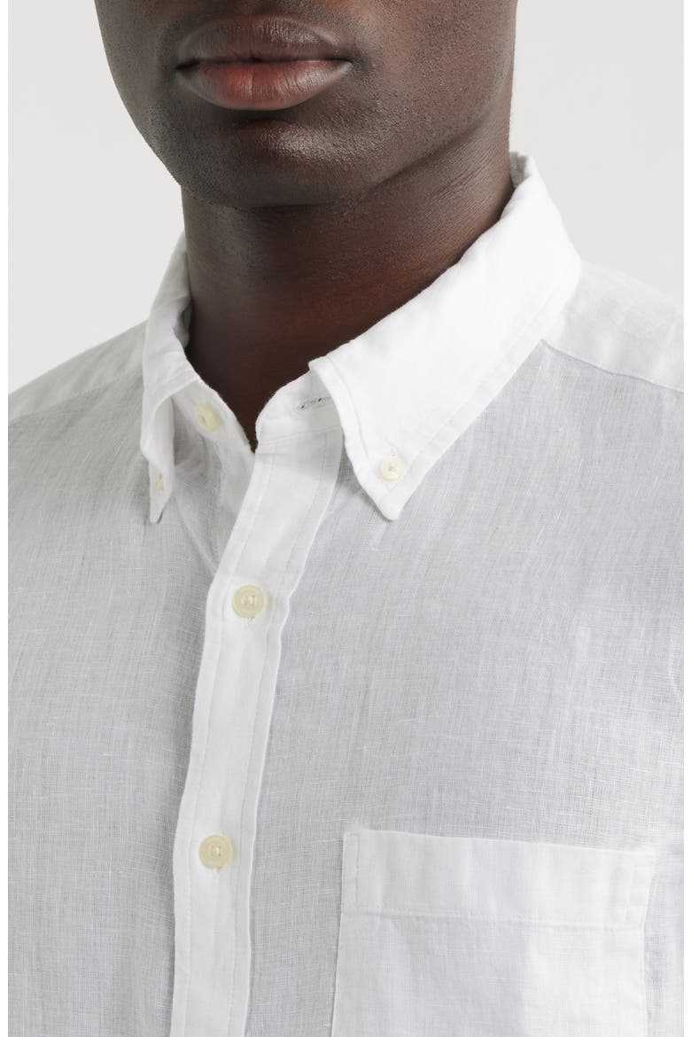 Surfside Solid Short Sleeve Linen Button-Down Shirt, Alternate, color, LINEN WHITE CAP