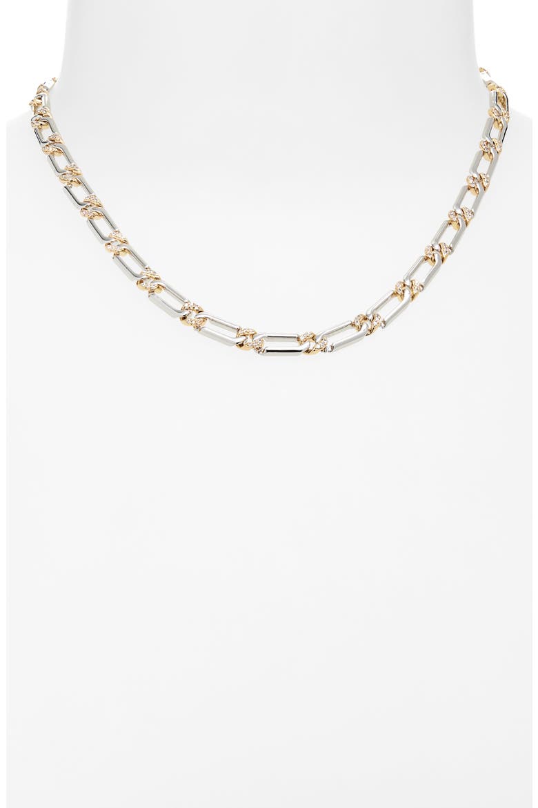 The Two-Tone Pavé Chain Necklace, Alternate, color, SILVER