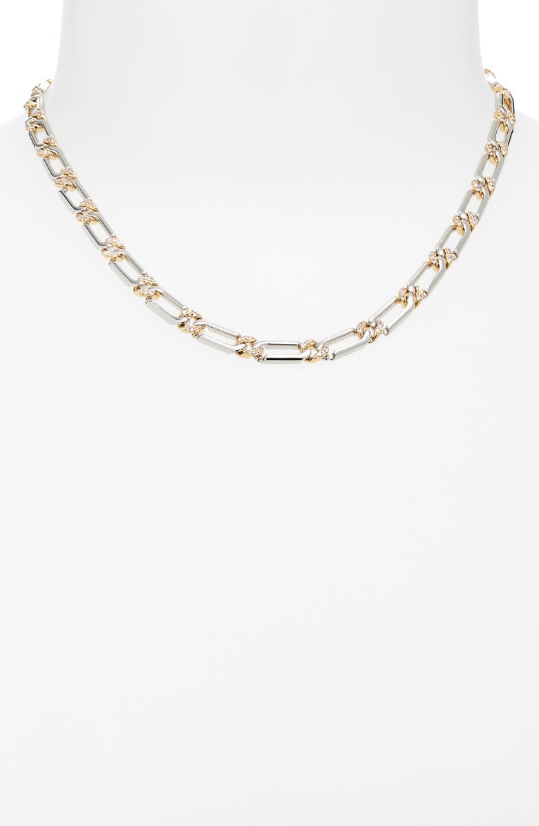 Luv AJ The Two-Tone Pavé Chain Necklace, Alternate, color,