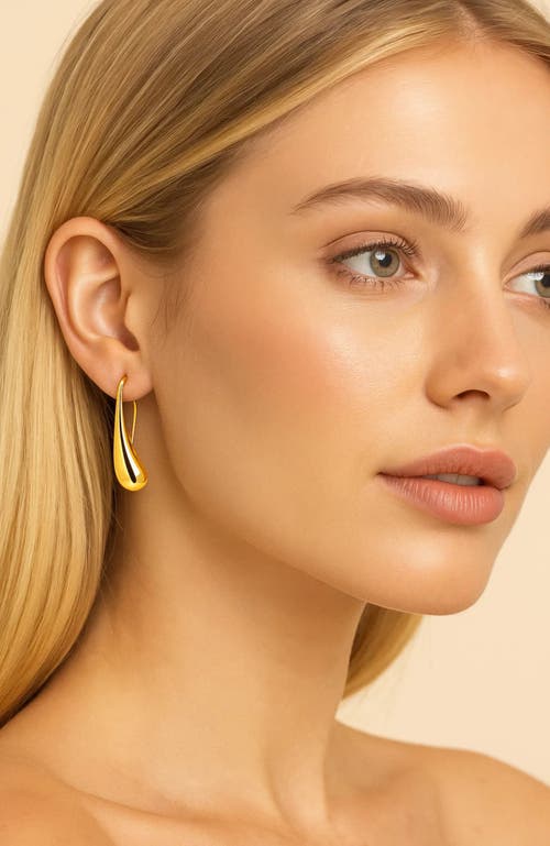 Hollywood Sensation Isabella Eternal Drops Dainty Teardrop Dome Earrings In Gold