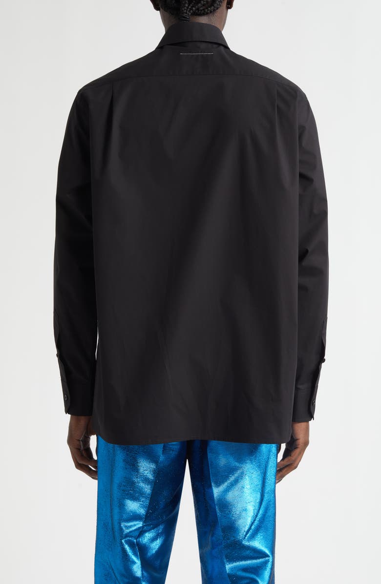 MM6 Maison Margiela Glow in the Dark Tuxedo Graphic Cotton Poplin Button-Up Shirt, Alternate, color, Black