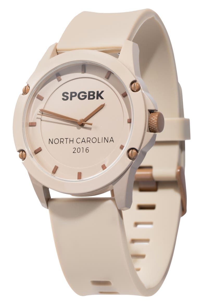 Cookie Dough Silicone Strap Watch, 44mm, Main, color, CREAM/ BROWN