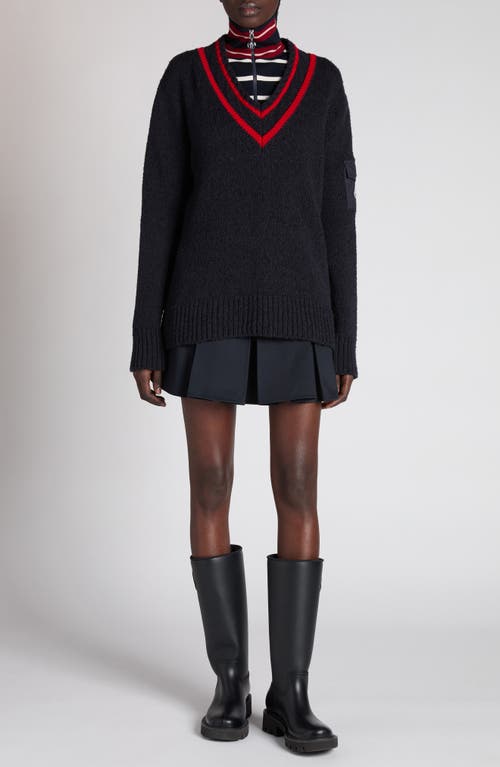 Moncler Wool Blend Sweater With Stripe And Patch