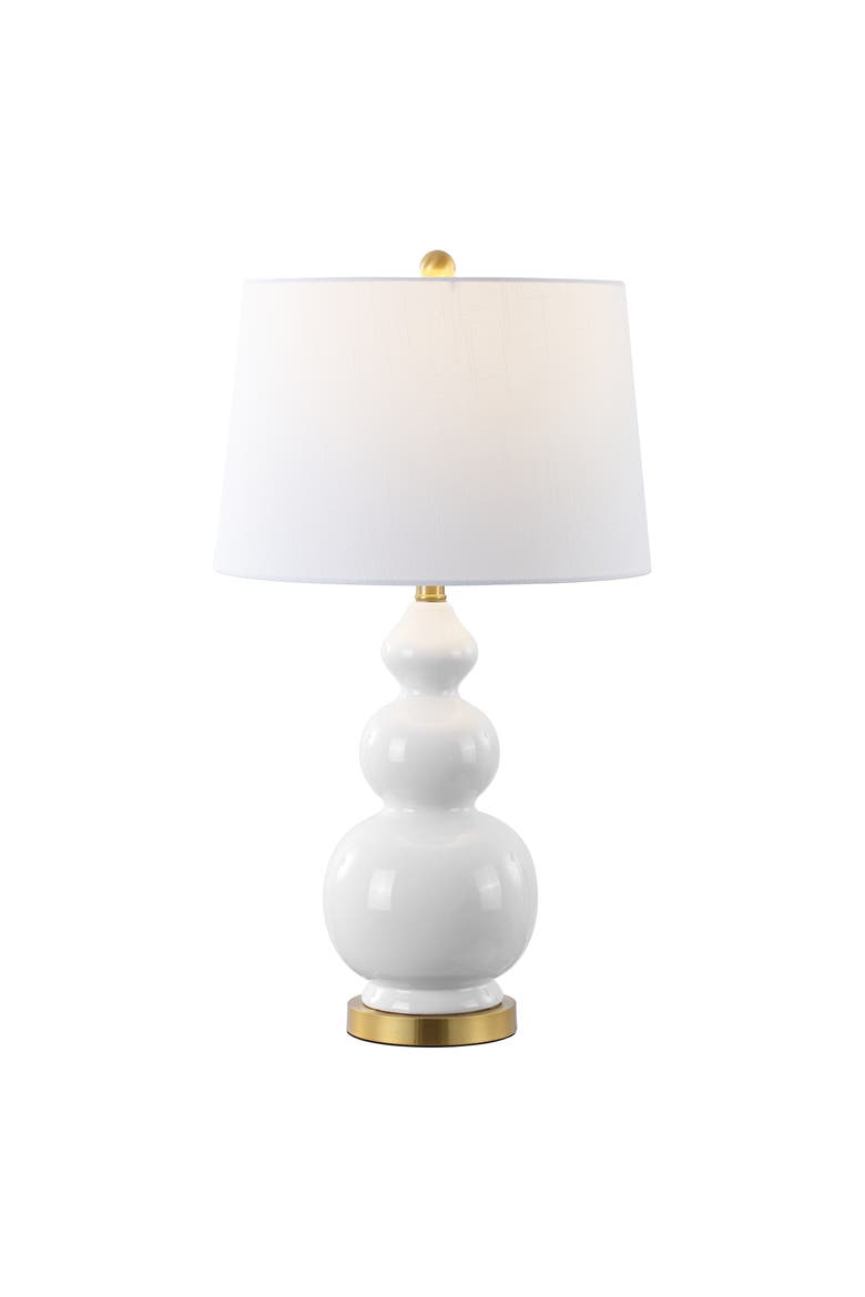 Bowen 27.5" Contemporary Transitional Ceramic Gourd LED Table Lamp, Alternate, color, White